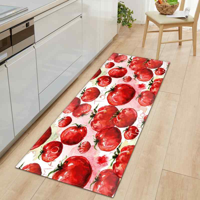 マット 吸水 ロング 洗える キャラクター フルーツ 野菜 グルメ柄 玄関 キッチン リビング 寝室用 フロ..