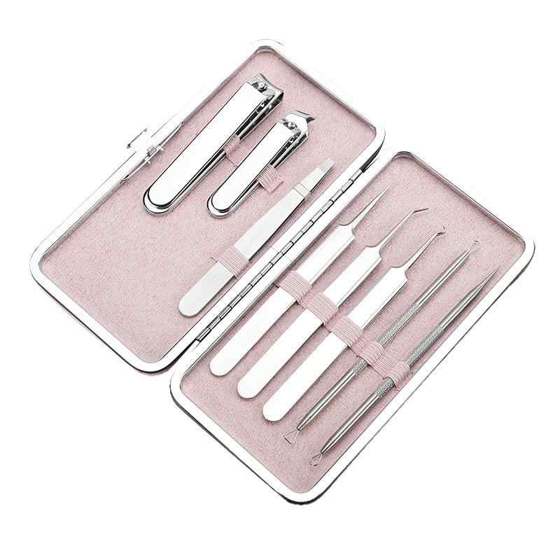 ネイルケアセット レディース 女性用 眉毛ケア 眉カット 爪切り 爪やすり 多機能 8点セット PUケース付き 携帯用 旅行用(x2)