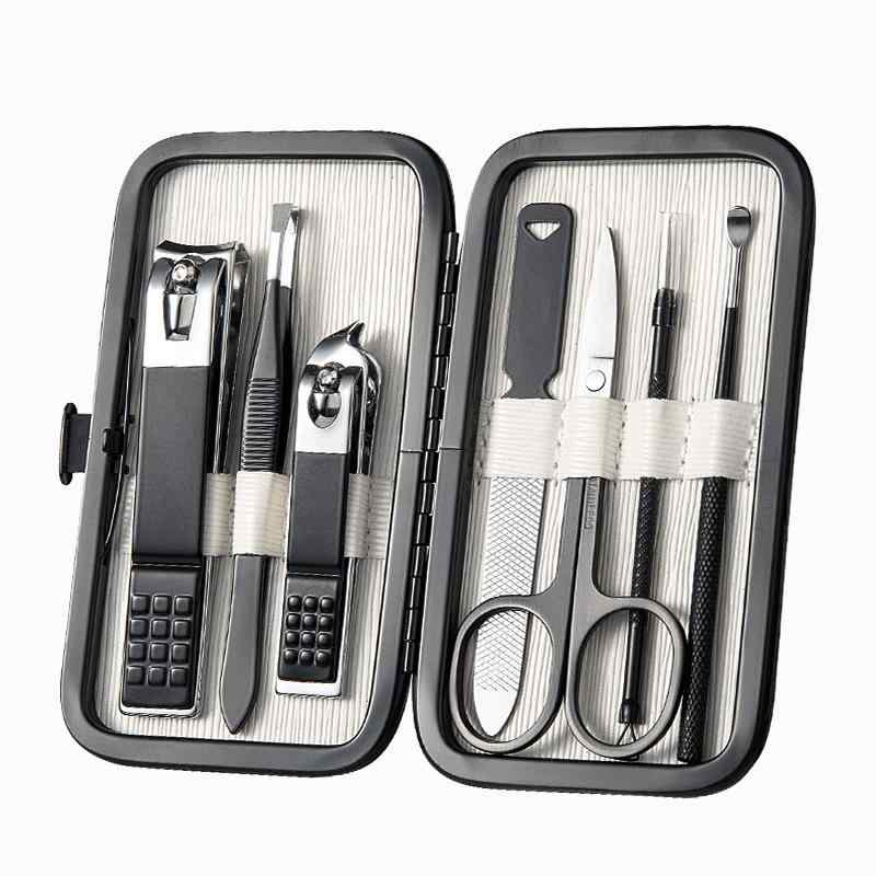 ネイルケアセット ステンレス製 切れ味抜群 黒色レザーケース入り 7点セット 爪切り ニッパー 爪やすり 甘皮カッター 足爪ケア メンズ レディース 携帯用 ト...