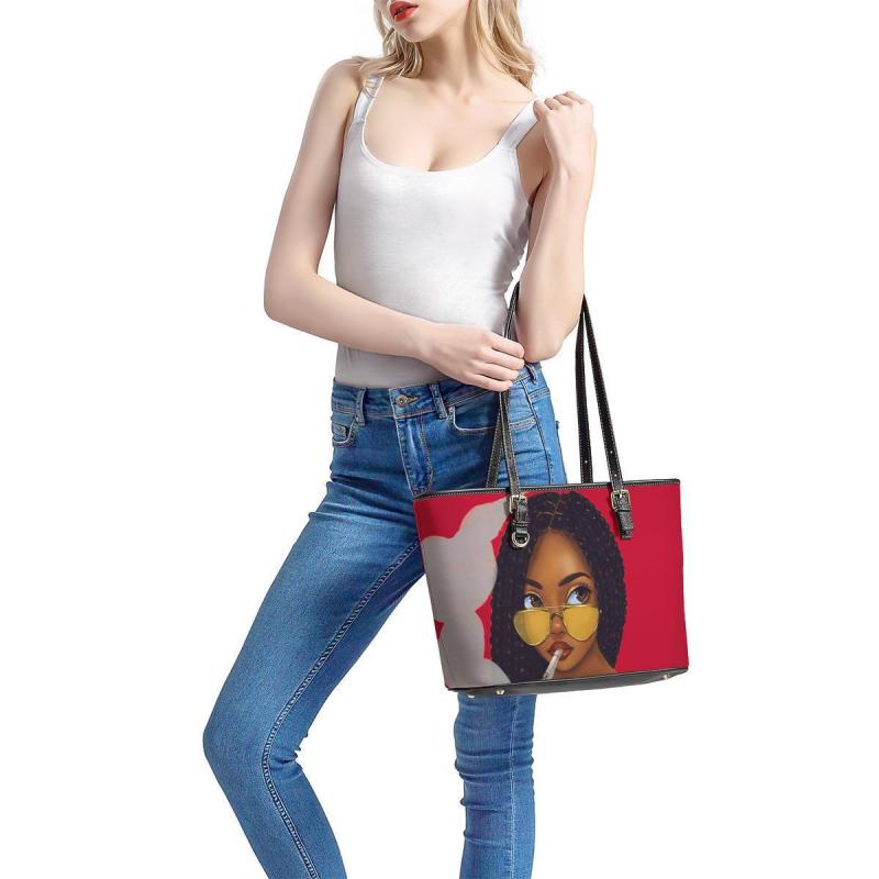 バッグ レディース トレンドファッション アフリカガール柄 PUレザー ショルダーバッグ クラッチバッグ..