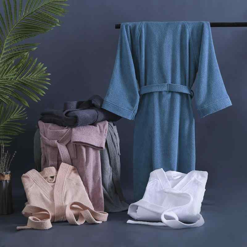 バスローブ 男女兼用 メンズ レディース 厚手 綿100% 吸水速乾 ホテル仕様 Vネック 和風 パジャマ ルー..