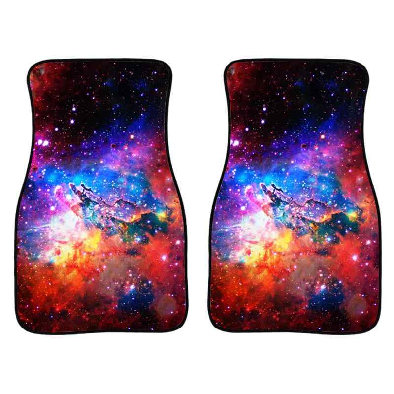 カーマット 全面保護 防水 防滑 高耐久性 星空デザイン 車用フロアマット 汎用 2点セット ポリエステル..