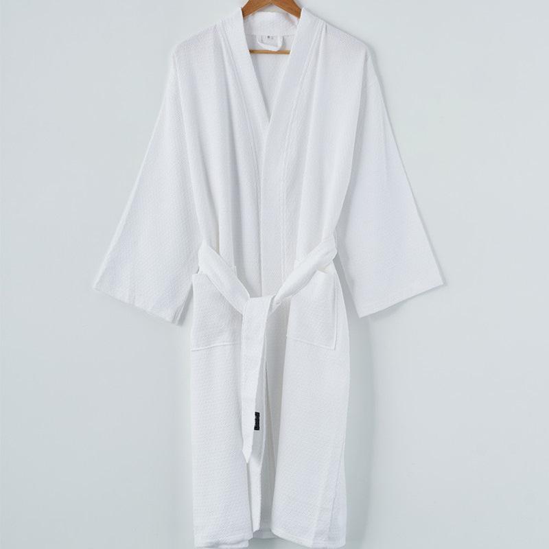 バスローブ 男女兼用 コットン ワッフル素材 綿100% 柔らかな肌触り 吸水速乾 パジャマ ルームウェア ..