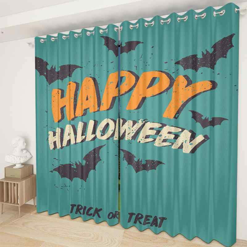 カーテン ハロウィン 半遮光 遮熱 断熱 ポリエステル ハトメタイプ プリント柄 モダンデザイン リビング 寝室 書斎 子供部屋 ベランダ用 多サイズ おしゃれ