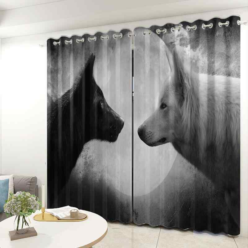 カーテン アニマル柄 ハトメ 半遮光 断熱 遮熱 ポリエステル モダン シンプル リビング 寝室 子供部屋 ..