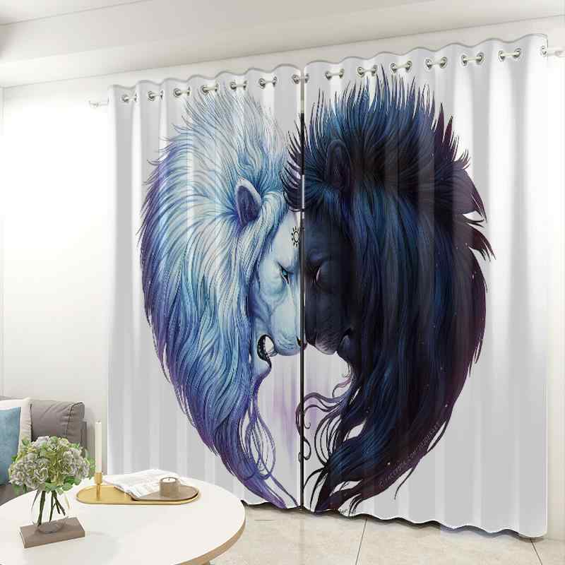 カーテン 半遮光 断熱 ハトメ 動物柄 アニマルデザイン プリント加工 寝室 リビング ベランダ オフィス..