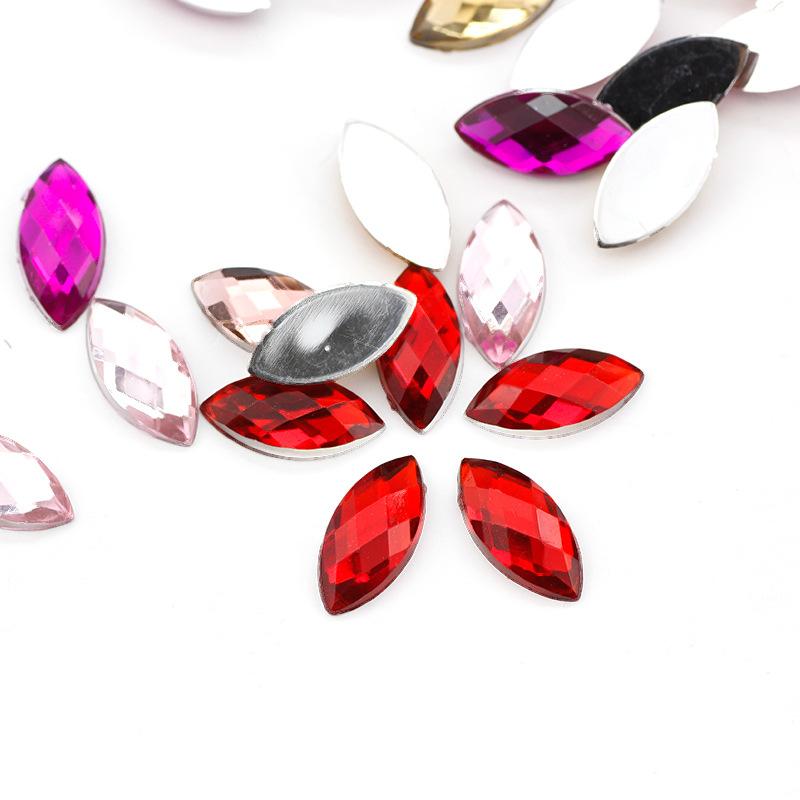 ラインストーン マーキス型 アクリルストーン 平底 カラフル 電気メッキ加工 豊富なカラー 多サイズ展..