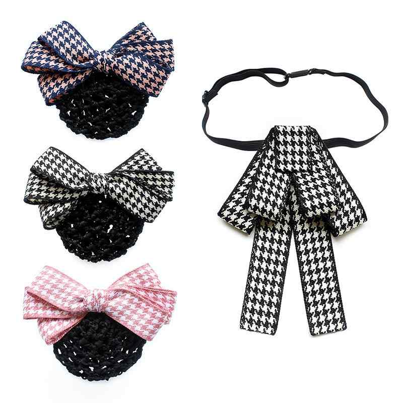 リボン レディース シニヨンネット 髪飾り ヘアクリップ 蝶ネクタイ コサージュ 事務服 制服 卒業式 フ..