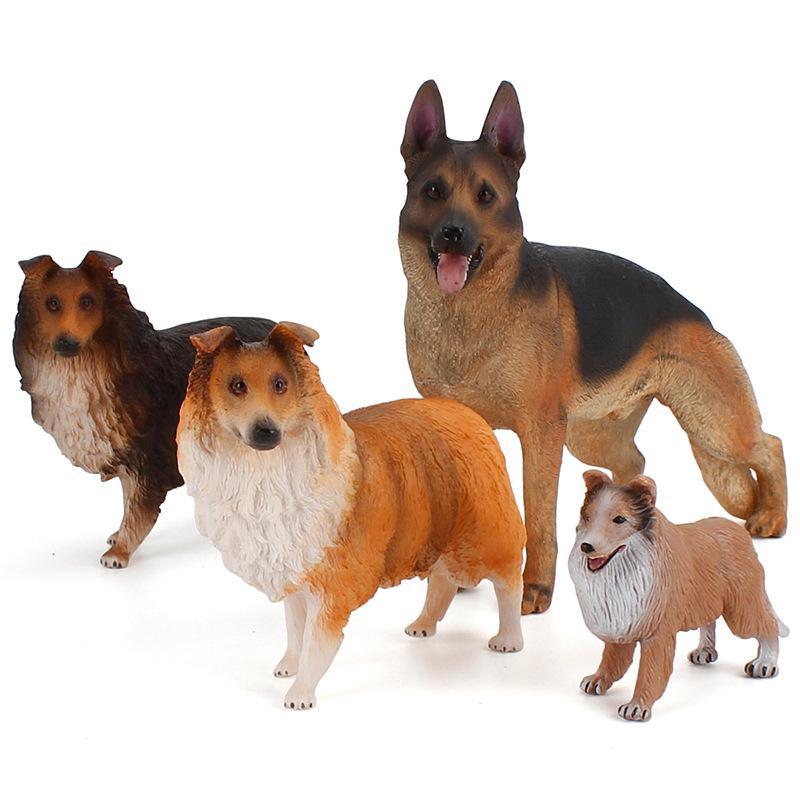 置物 キッズ 子供向け リアル 精巧な ジャーマンシェパード 犬 フィギュア 模型 PVC製 手描き ブラウン..