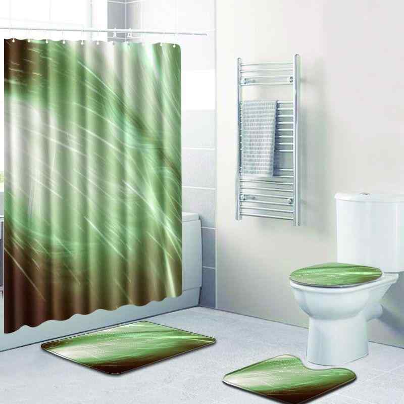 吸水速乾 滑り止め シャワーカーテン バスマット トイレマット フタカバー バスルーム 4点セット ポリ..