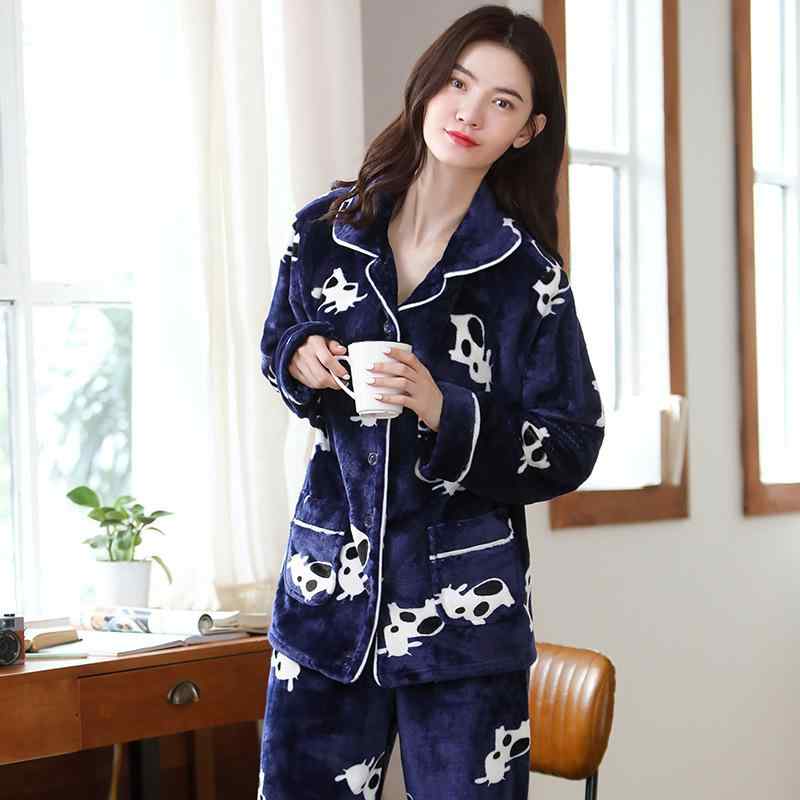 パジャマ レディース フランネル 厚手 あったか 保温 上下セット 前開き 長袖 襟付き プリント ルームウェア 部屋着 シンプル カジュアル 秋冬 快適 ワンマイルウェア
