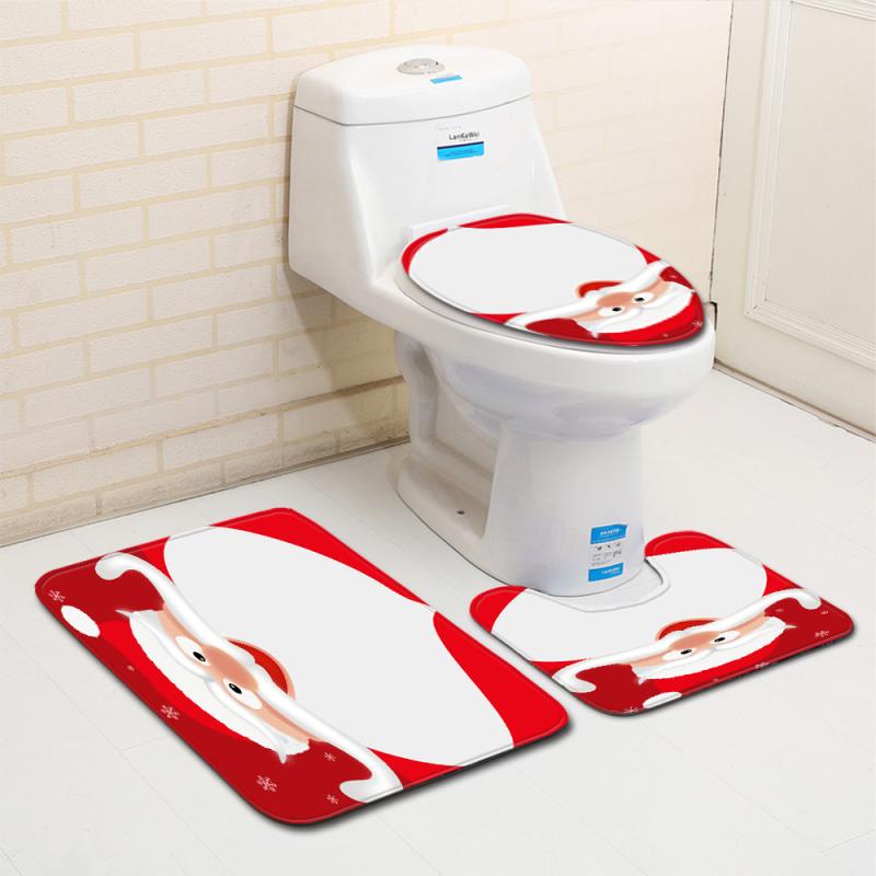 トイレマット クリスマス 3点セット 吸水速乾 滑り止め 丸洗いOK おしゃれ かわいい ポリエステル製 ト..
