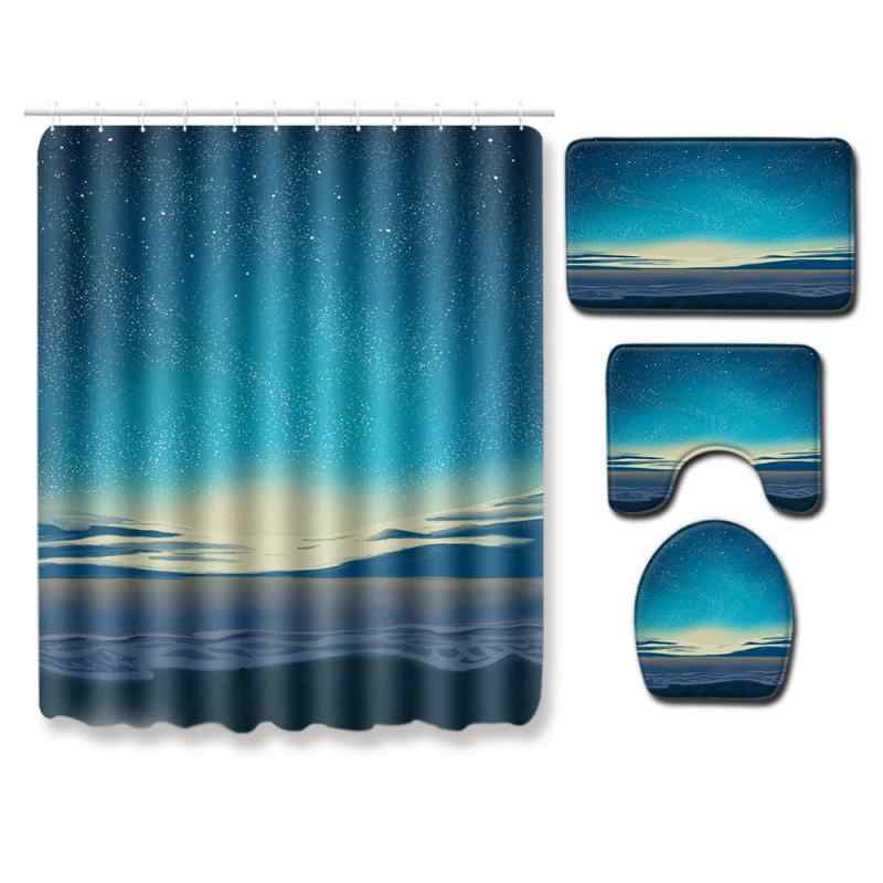 バスマット 洗濯機で洗える 滑り止め加工 星空柄 シャワーカーテン トイレマット フタカバー 足元マッ..