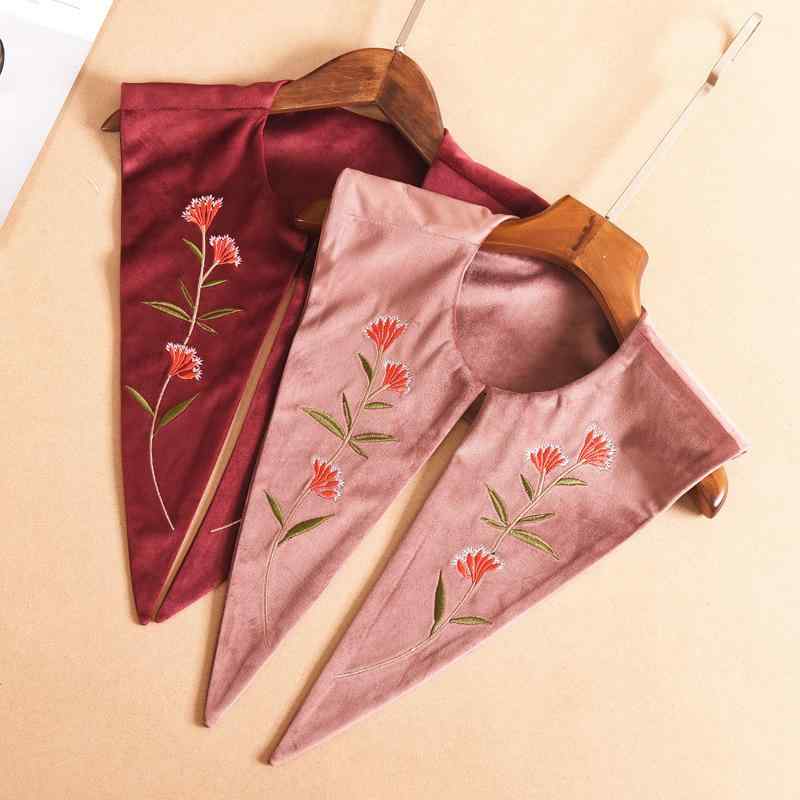 付け襟 レディース レトロ 刺繍 ベルベット ボリューム襟 ビッグカラー フォーマル カジュアル 重ね着..