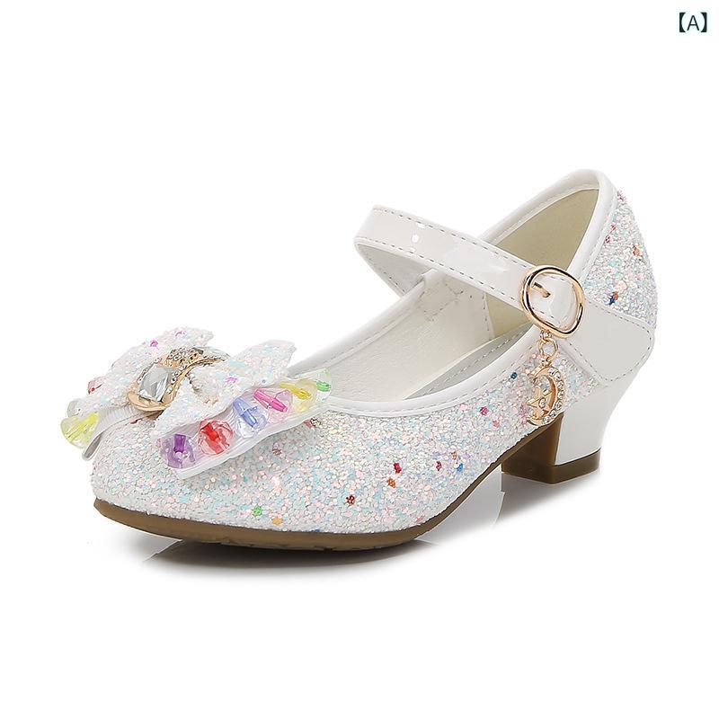 キッズシューズ 女の子 スパンコール リボン パンプス 通気性 滑り止め プリンセス フォーマルシューズ 結婚式 発表会 入学式 卒業式 卒園式 七五三 韓国風 ヒール 小学生 中学生