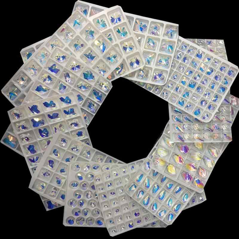 アクセサリーパーツ 電気メッキ加工 カットガラス シングルホール チャーム ユニークデザイン 蝶 雪の..