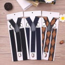 サスペンダー ユニセックス Y型 3点留め 長さ調節可能 伸縮性抜群 大人用 スーツ スラックス パンツ フォーマル ビジネス カジュアル 黒 ブラック ネイビー 紺 ブラウン ジルコニア柄 ゴムバンド