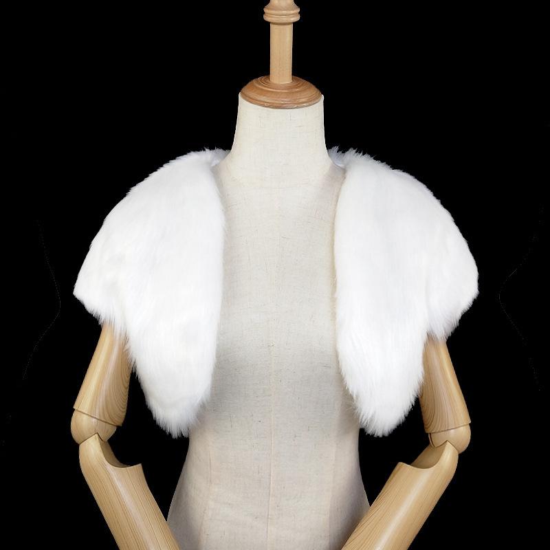 ショール レディース 女性用 ブライダル ケープ ウェディング 花嫁 結婚式 披露宴 パーティー フォーマル 保温 防寒 フェイクファー ロング 半袖 ノーカラー オフホワイト アイボリー 秋冬 春