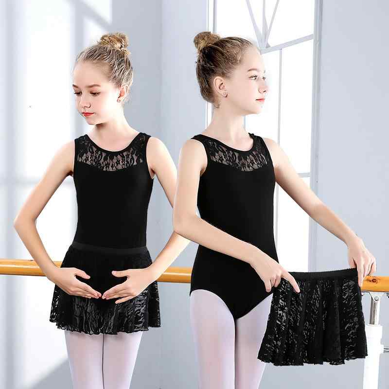 ダンスウェア キッズ 女の子 ジュニア 伸縮性 吸汗速乾 コットン混 レース ノースリーブ バレエ レオタ..