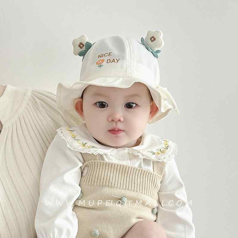 ベビー帽子 女の子 UVカット 日よけ 紫外線対策 綿100% サイズ調整可能 バケットハット つば広 赤ちゃ..