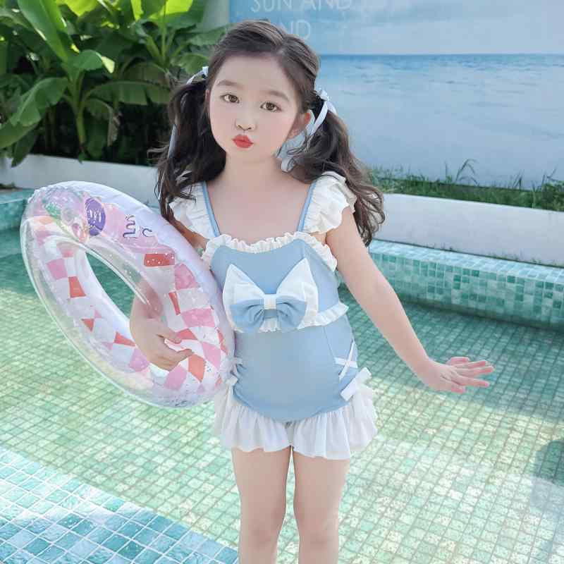 水着 女の子 キッズ 子供用 ベビー ワンピース かわいい プリンセス ブルー ポリエステル プール ビーチ 身長100-150cm対応