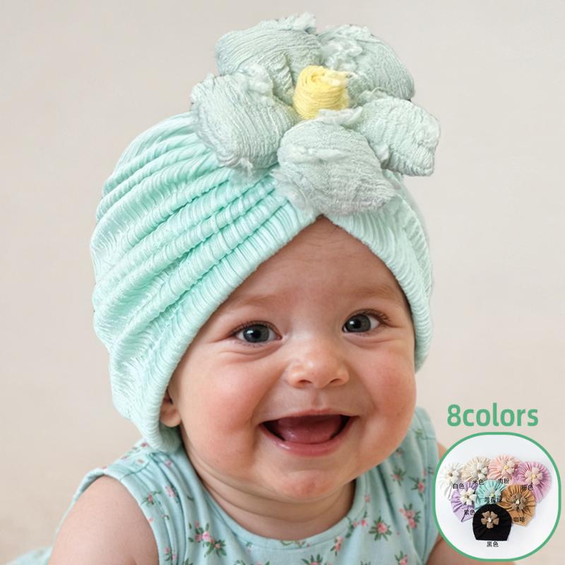 ベビー帽子 ベビー 赤ちゃん 幼児 薄手 通気性 快適 花柄 かわいい 頭部保護 ポリエステル 春夏用 新生児 キッズ お出かけ用 多色展開 ニットキャップ
