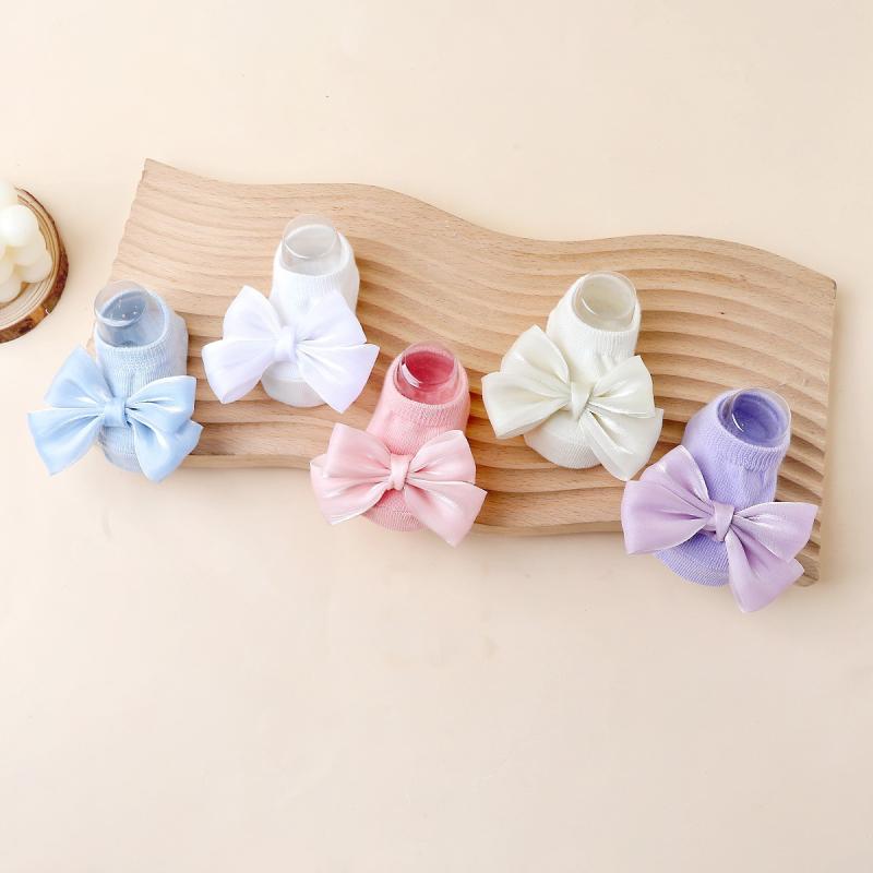 ベビーソックス 女の子 男の子 新生児 幼児 赤ちゃん 滑り止め付き 蝶結び リボン かわいい ショート丈..