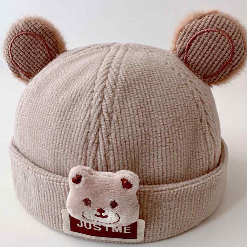 ベビー帽子 男の子 女の子 赤ちゃん 新生児 乳幼児 クマ柄 かわいい ふわふわ もこもこ 地主帽 ショー..