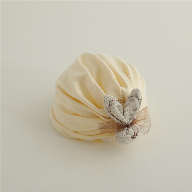 帽子 囟門保護 薄手 コットン ベビー 女の子 新生児 赤ちゃん 乳幼児 ターバン風 うさ耳 かわいい おしゃれ 春夏 快適 やわらか素材 0-1歳 室内 お出かけ 出産祝い