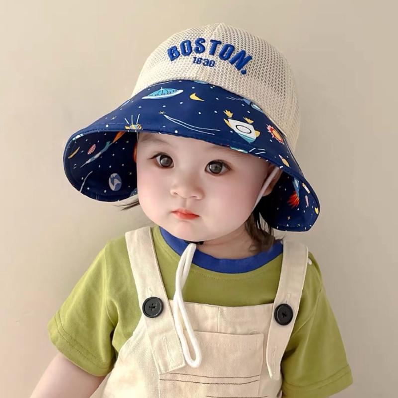 ハット ベビー キッズ UVカット 日よけ 通気性 つば広 メッシュ 薄手 春夏 バケットハット 男の子 女の..