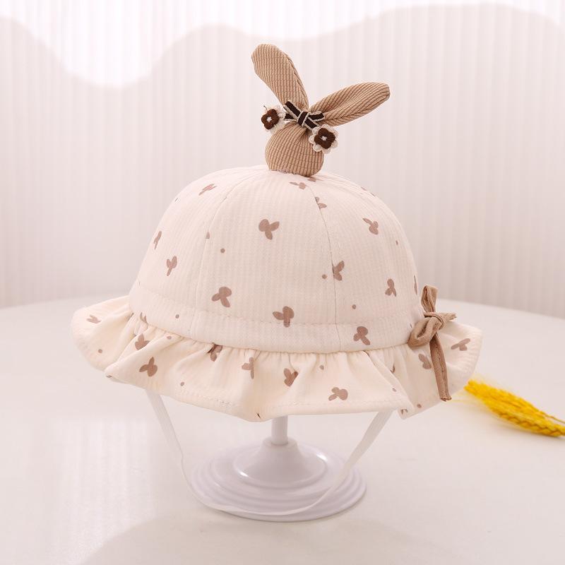 バケットハット ベビー 赤ちゃん 新生児 乳幼児 小月齢 サイズ調整可能 日よけ 防寒 春夏薄手 冬用厚手 お出かけ コットン混紡 かわいい芽の模様 サファリハット