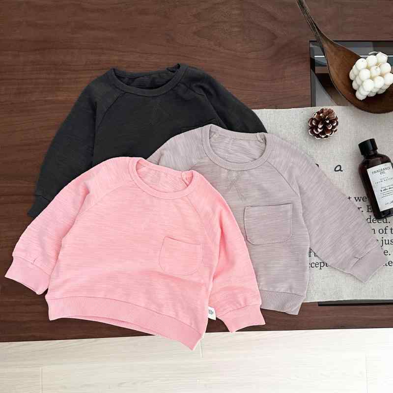 Tシャツ キッズ ベビー 男の子 女の子 吸汗速乾 柔らか肌触り 無地 長袖 丸首 ラウンドネック コットン100% 春秋 カジュアル 韓国風 トップス 男女兼用