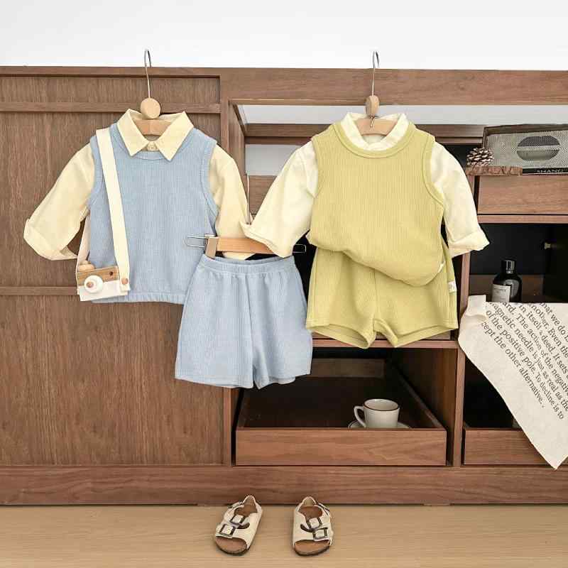 キッズ 男の子 ベビー 幼児 男女兼用 春夏 薄手 ゆったり ノースリーブTシャツ ハーフパンツ 2点セット カジュアル 部屋着 普段着 着回し 速乾 無地 おしゃれ