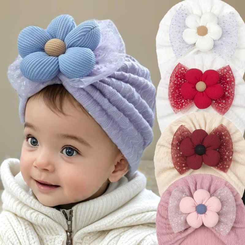 ベビー キッズ 帽子 通気性 保温 防風 オールシーズン かわいい 花柄 箔押し メッシュ リボン 欧米風 ..