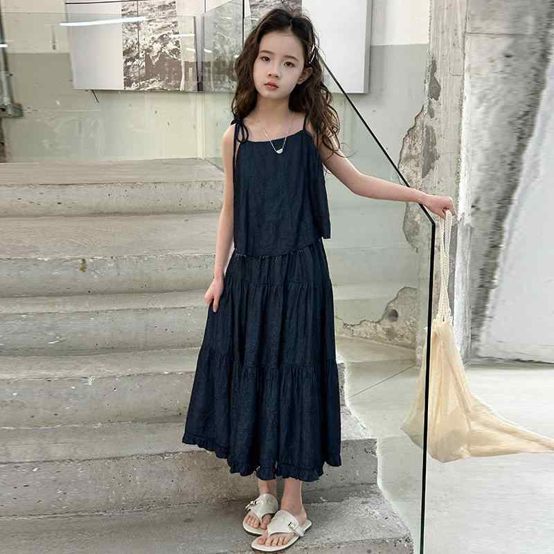 ジャンパースカート 女の子 ガールズ 中大童 おしゃれ かわいい デニム サロペットスカート 2点セット ..