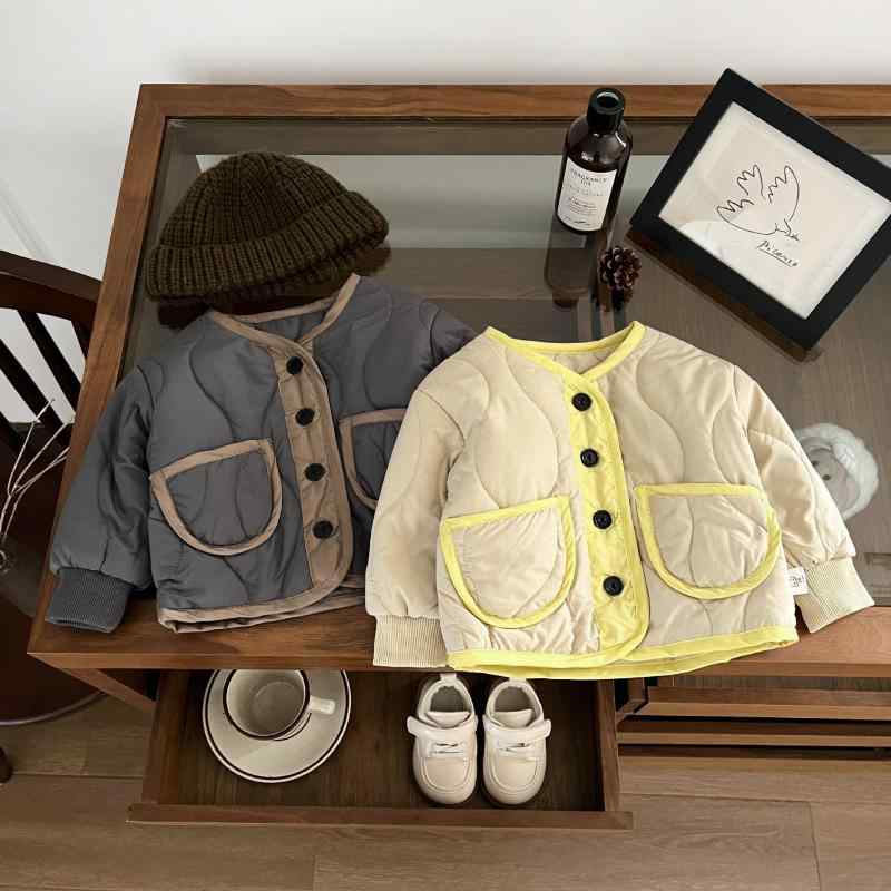 ベビーアウター キッズ 男の子 女の子 秋冬 中綿ジャケット 保温性 あたたかい 韓国風 おしゃれ Vネッ..