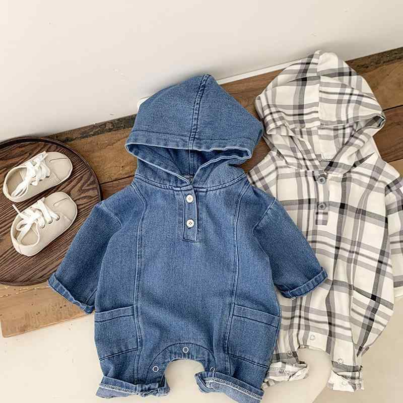 ロンパース 男の子 ベビー服 韓国ファッション 春秋 フード付き 長袖 コットン素材 カジュアル おしゃれ お出かけ 着回し スナップボタン