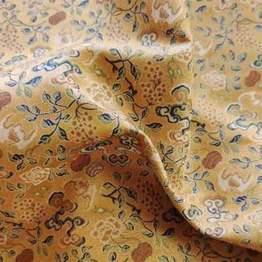 生地 高精細 厚手 人絹 ポリエステル 提花織り 五福八宝 霊芝柄 吉祥文様 新チャイナスタイル 宋錦調 復刻 織錦ジャガード生地 秋冬 インテリア 衣装 ハンドメイド用 布地