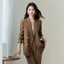 スーツ レディース セットアップ ジャケット パンツ ビジネス フォーマル 通勤 オフィス エレガント 高級感 長袖 春夏 黒 ブラウン ベージュ