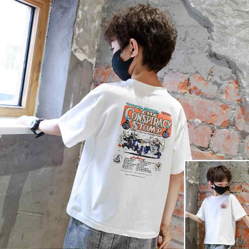 Tシャツ 男の子 ジュニア 吸汗速乾 薄手 軽量 春夏 半袖 トップス キャラクター柄 ロゴプリント 小学生 中学生 カジュアル 普段着 通学服 綿混 グリーン ホワイト