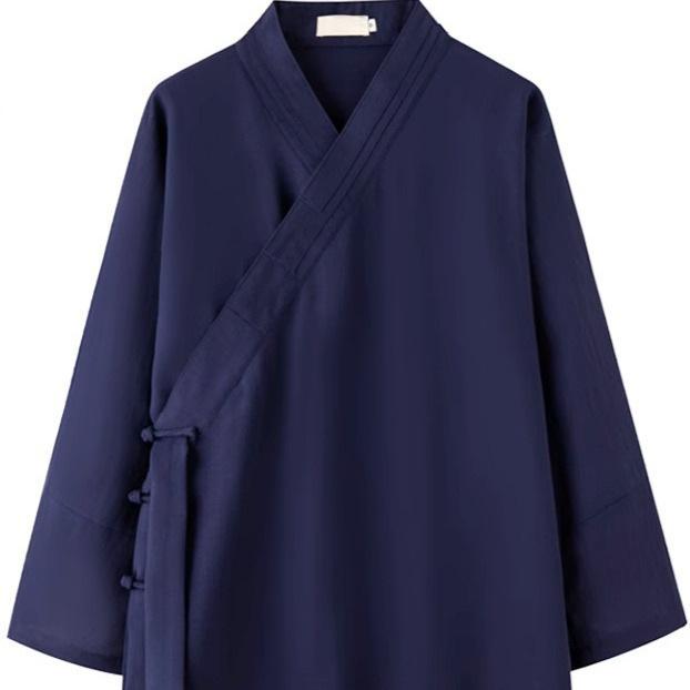 道袍 男女兼用 接触冷感 通気性 吸湿性 軽量 太極拳服 カンフー 武術 演武 練習着 長袍 武当 三清襟 斜..