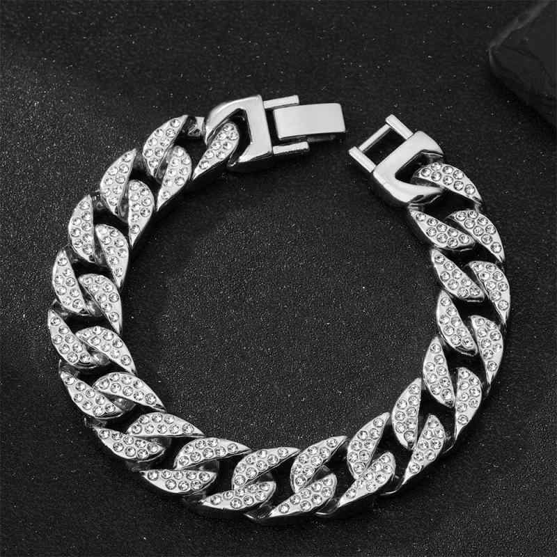 ブレスレット メンズ レディース ユニセックス フルジルコニア パヴェ 煌めく キューバンチェーン 亜鉛..