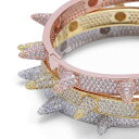 ブレスレット メンズ レディース ユニセックス ヒップホップ パンク 欧米風 ストリート 個性的 スタッズ ジルコニア 煌めく 銅製 ゴールド シルバー ローズゴールド