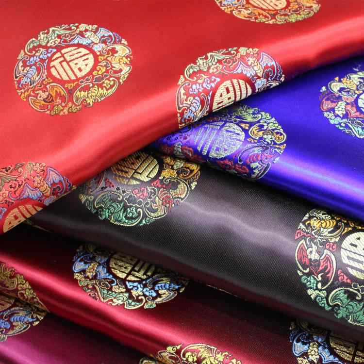 生地 中国風 レトロ 提花織錦緞 ポリエステル 彩福団柄 舞台衣装 チャイナ服 和装小物 座布団 クッション 装飾布 ハンドメイド 手芸用 秋冬 多色展開