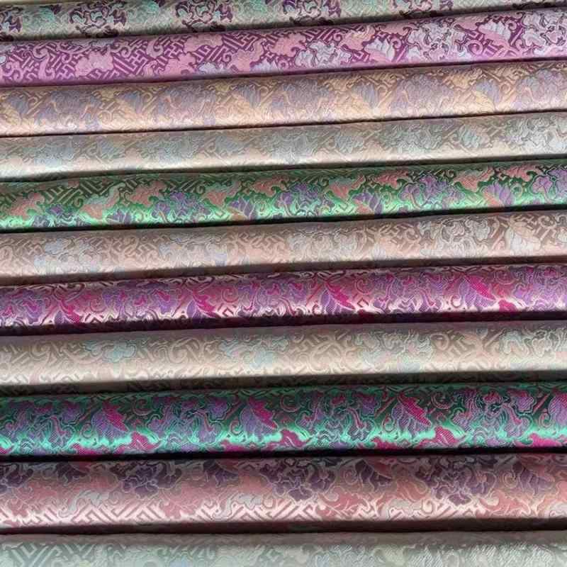 楽天モズラボ生地 高精密 人絹 ポリエステル ジャガード 織錦緞 宋錦風 蓮の花柄 新チャイナスタイル 中国風 秋冬 チャイナドレス 漢服 和装 コスプレ ハンドメイド 手芸 布