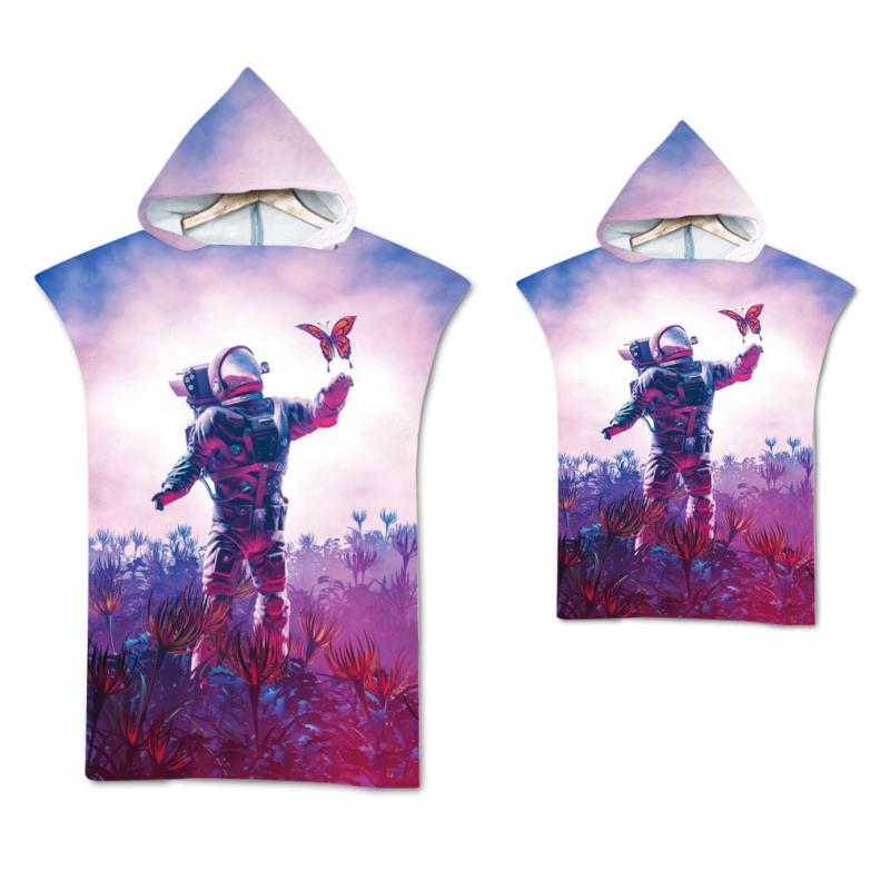 ビーチタオル ポンチョ 大人用 キッズ用 吸水速乾 マイクロファイバー フード付き お着替えタオル 宇宙..