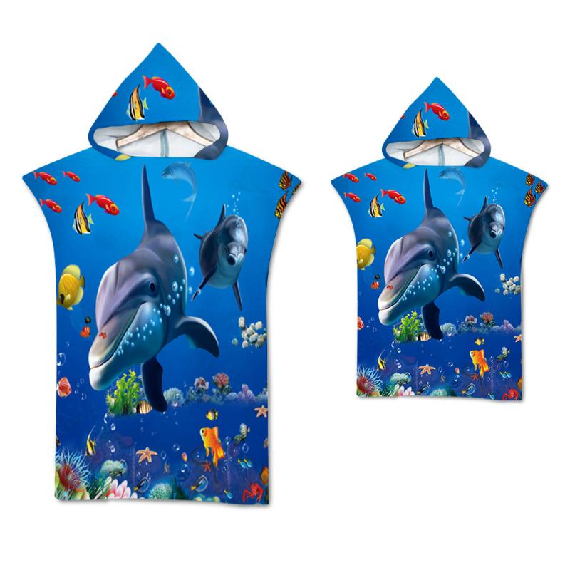 ビーチポンチョ フード付き マイクロファイバー 吸水速乾 軽量 柔らか 着るバスタオル 大人用 子供用 ..