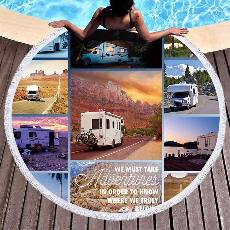 ビーチタオル バスタオル マイクロファイバー 吸水 速乾 軽量 3Dデジタルプリント 円形 ワイルド柄 ショール プール 海水浴 スポーツ アウトドア レジャー 旅行(x2)