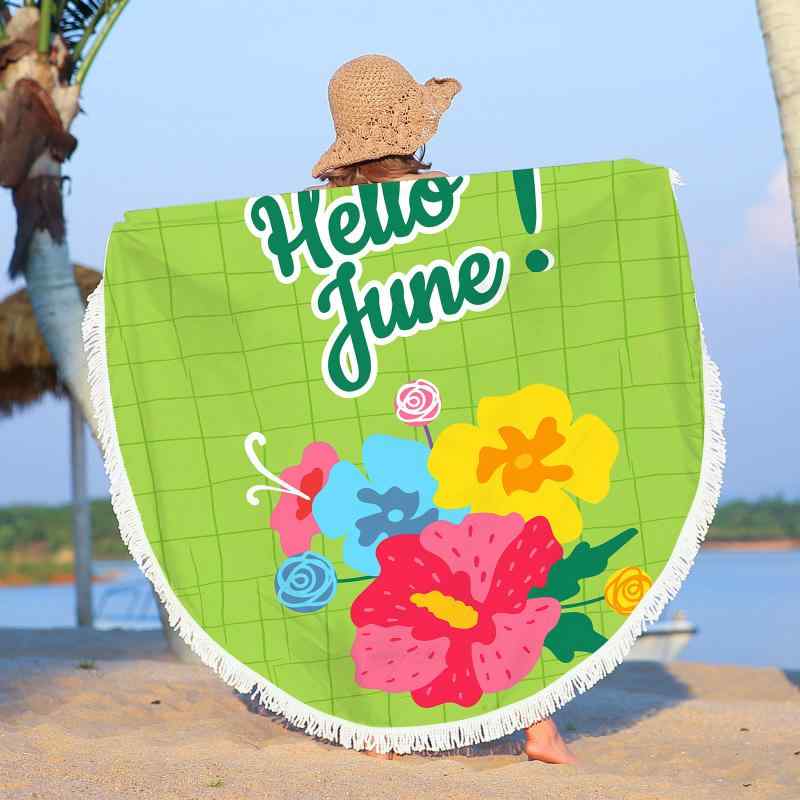 ビーチタオル 吸水速乾 マイクロファイバー 円形 ラウンド 丸型 バスタオル ビーチマット レジャーシート ビーチローブ ポンチョ 大判 夏用 リゾート プール 水着 旅行(x2)