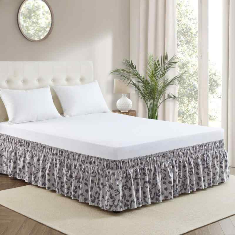 ベッドスカート ホテル仕様 伸縮性 ゴム付き プリーツ フリル アメリカン モダン ライトグレー アッシ..